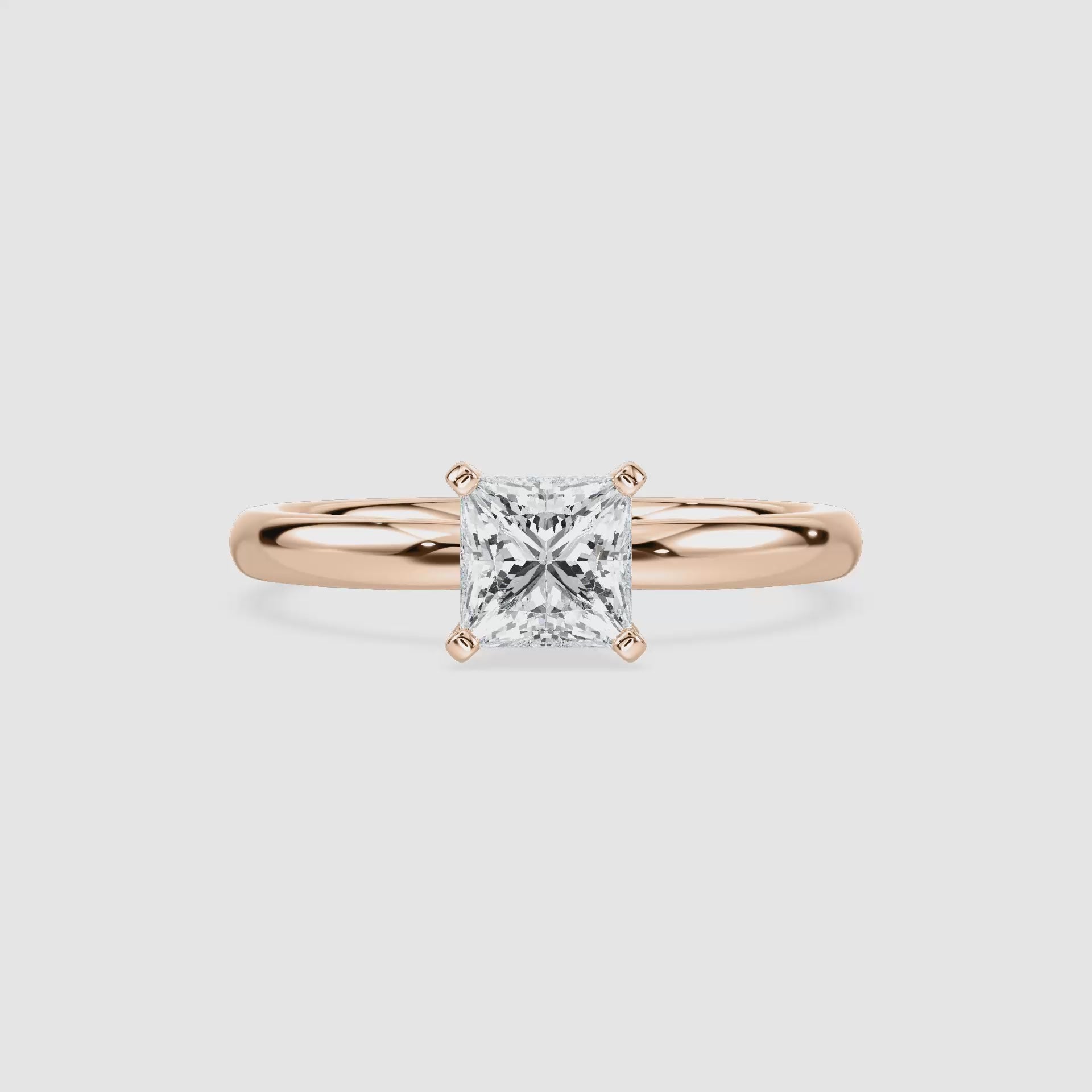 Video laden: Emilia Solitaire Verlobungsring – Prinzessschliff – Roségold – Video