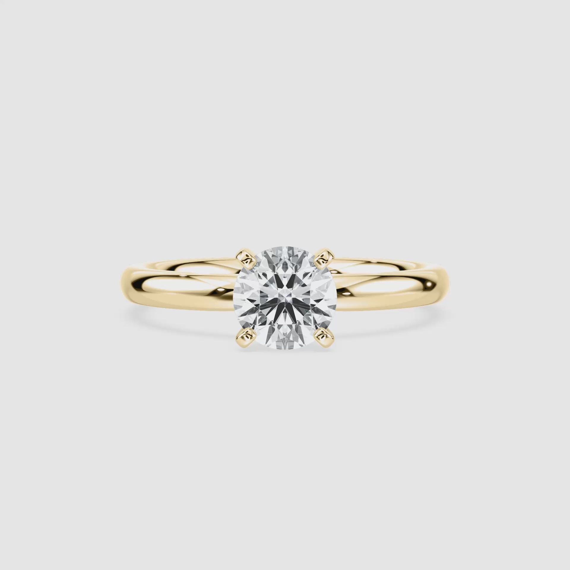 Video laden: Emilia Solitaire Verlobungsring – Rundschliff – Gelbgold – Video