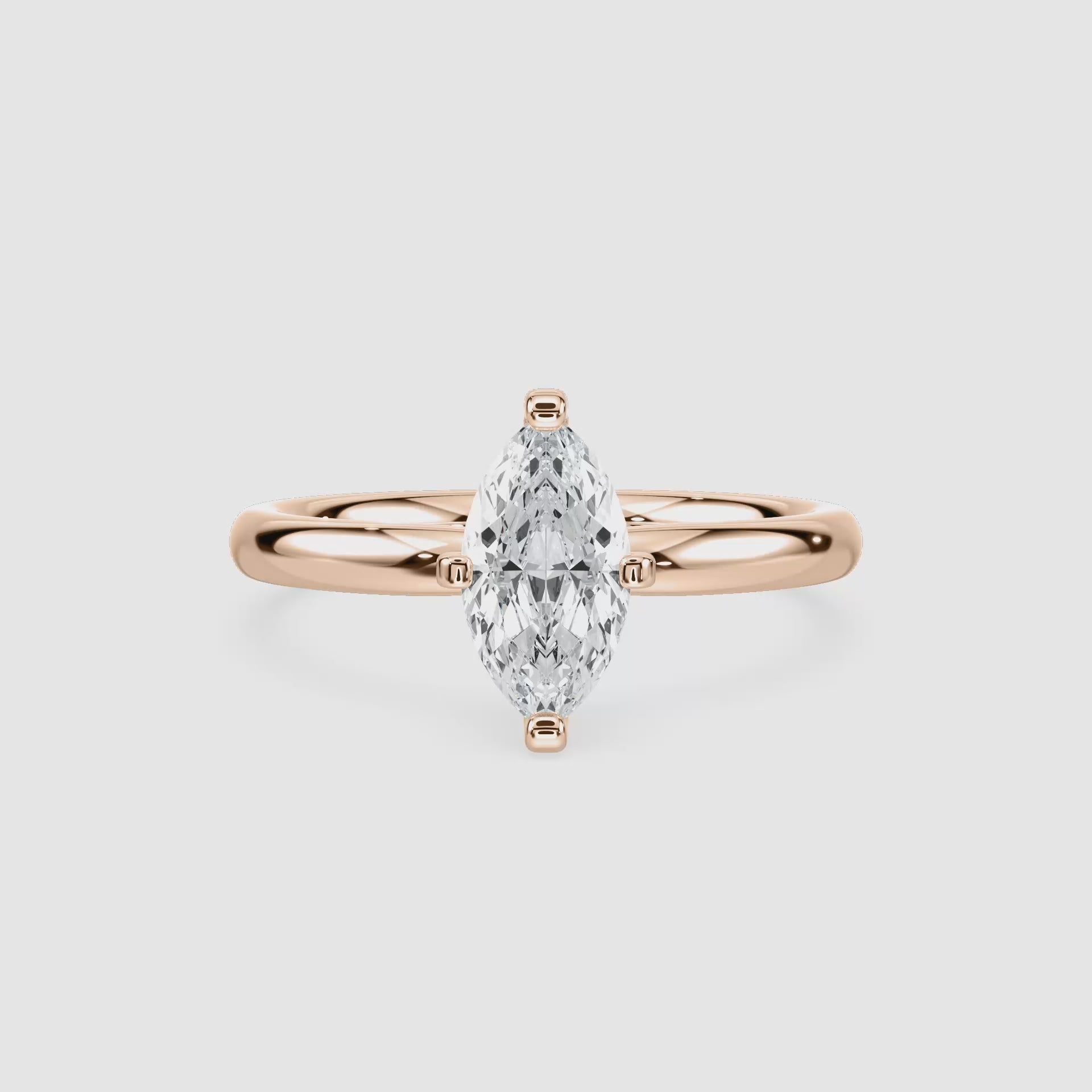 Video laden: Emilia Solitaire Verlobungsring – Marquiseschliff – Roségold – Video