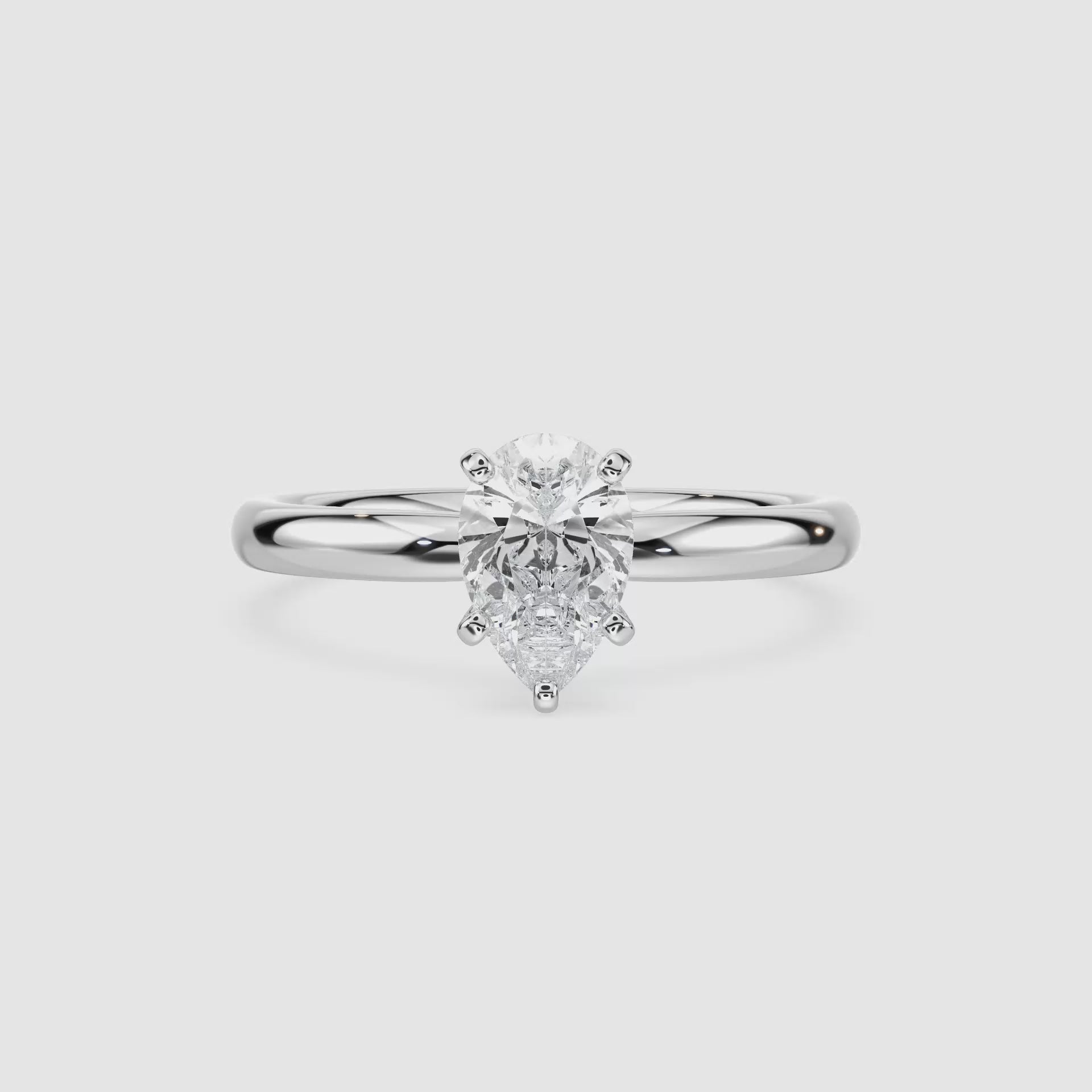 Video laden: Emilia Solitaire Verlobungsring – Tropfenschliff – Weißgold – Video