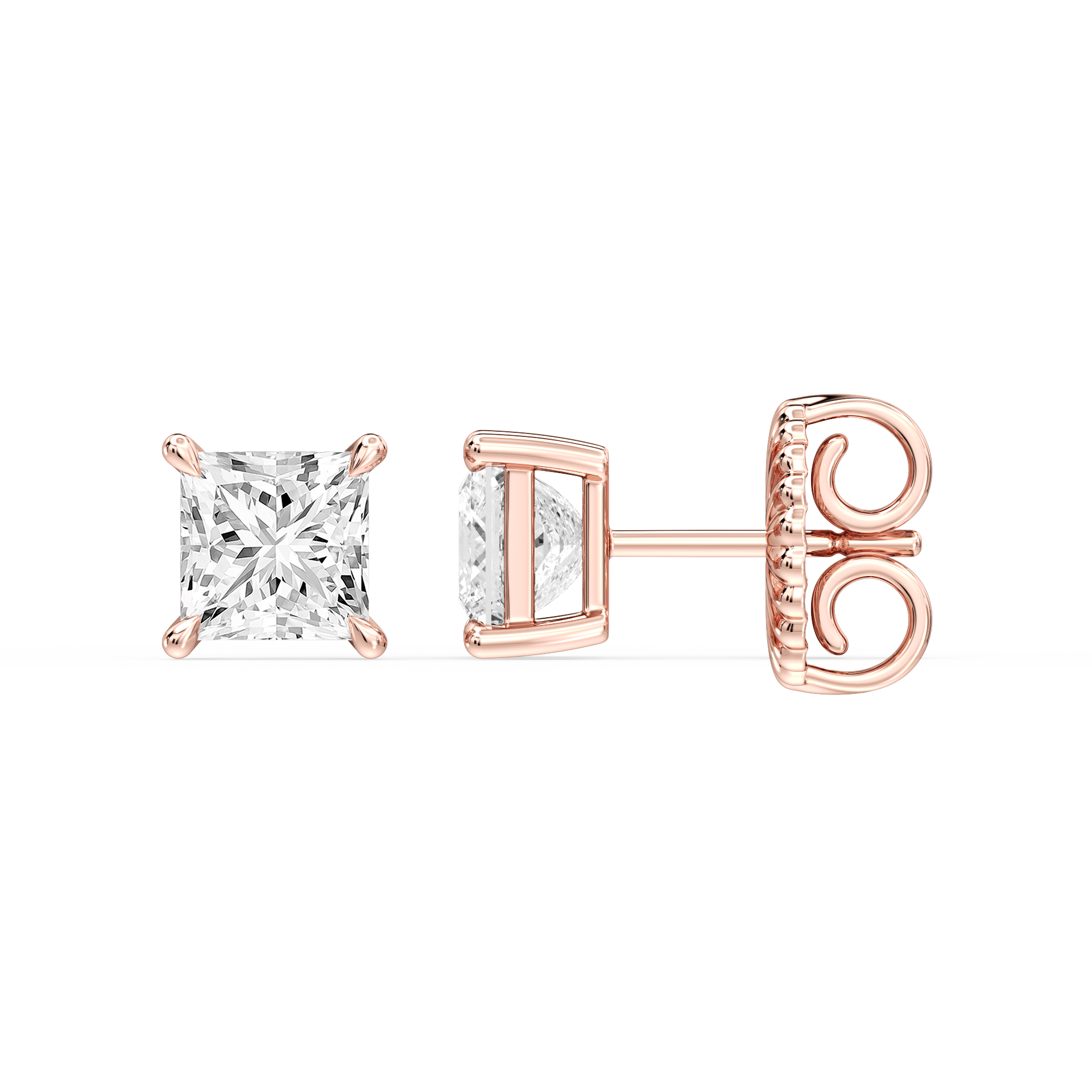Lovea Lena Ohrstecker Steckverschluss – Prinzessschliff – Roségold
