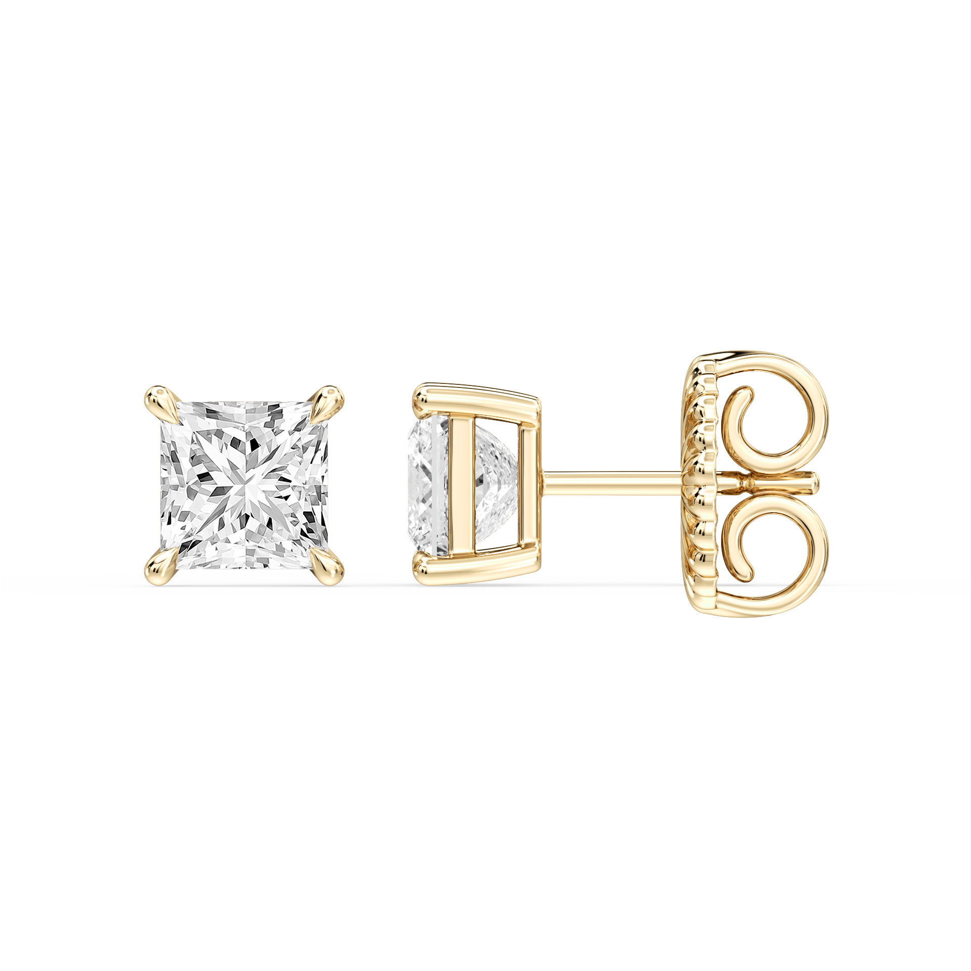 Lovea Lena Ohrstecker Steckverschluss – Prinzessschliff – Gelbgold