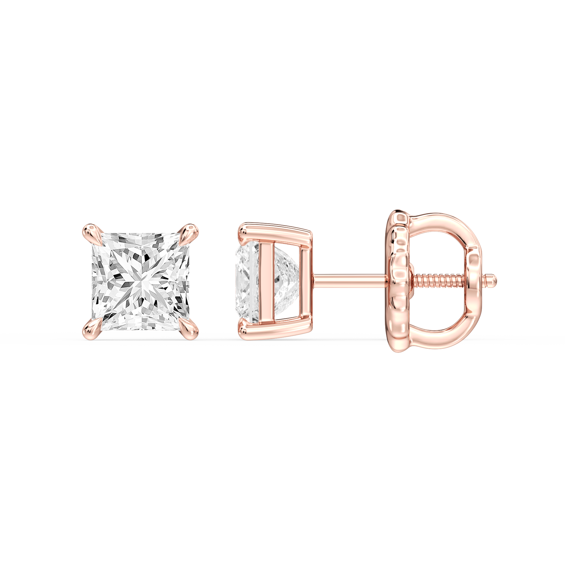 Lovea Lena Ohrstecker Schraubverschluss – Prinzessschliff – Roségold