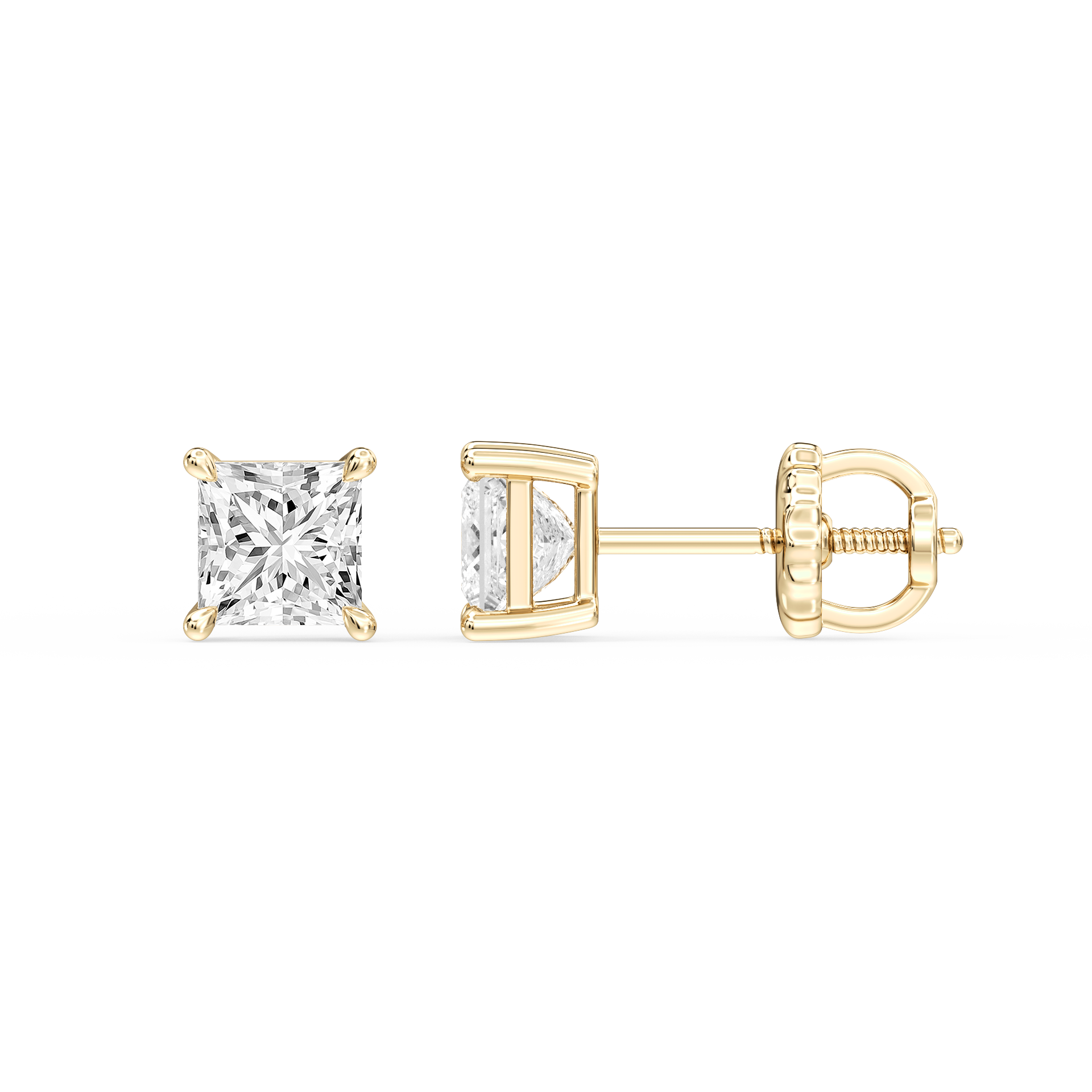 Lovea Lena Ohrstecker Schraubverschluss – Prinzessschliff – Gelbgold