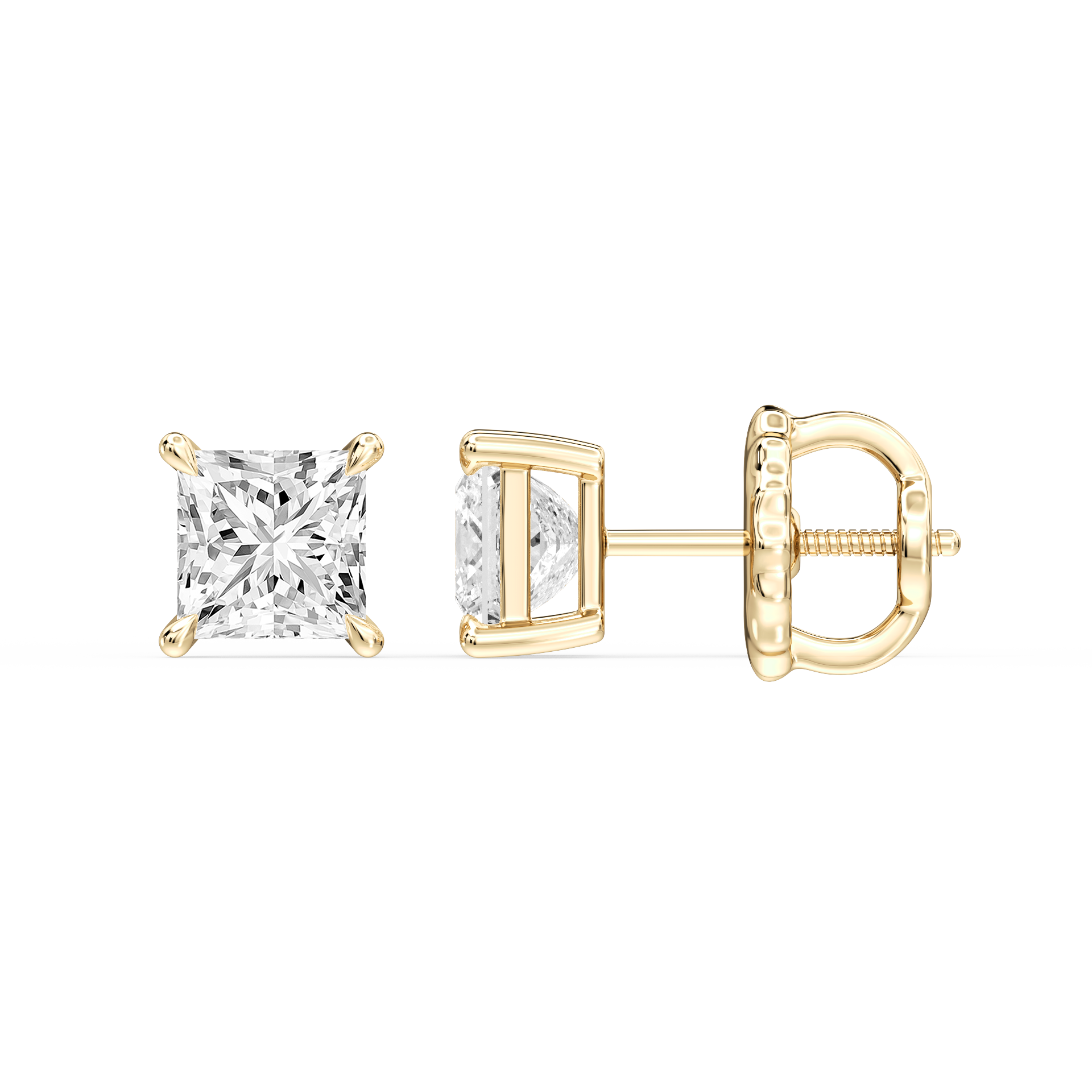 Lovea Lena Ohrstecker Schraubverschluss – Prinzessschliff – Gelbgold