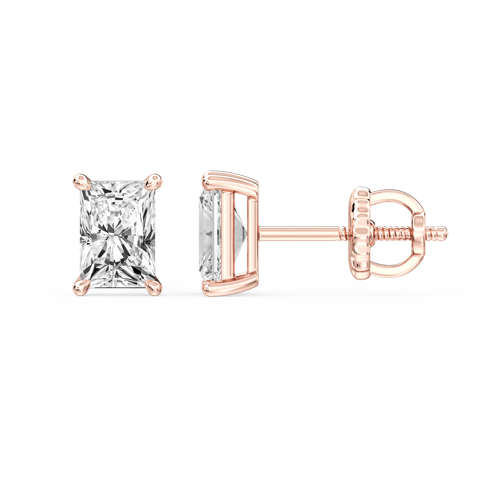 Lovea Lena Ohrstecker Schraubverschluss – Radiantschliff – Roségold