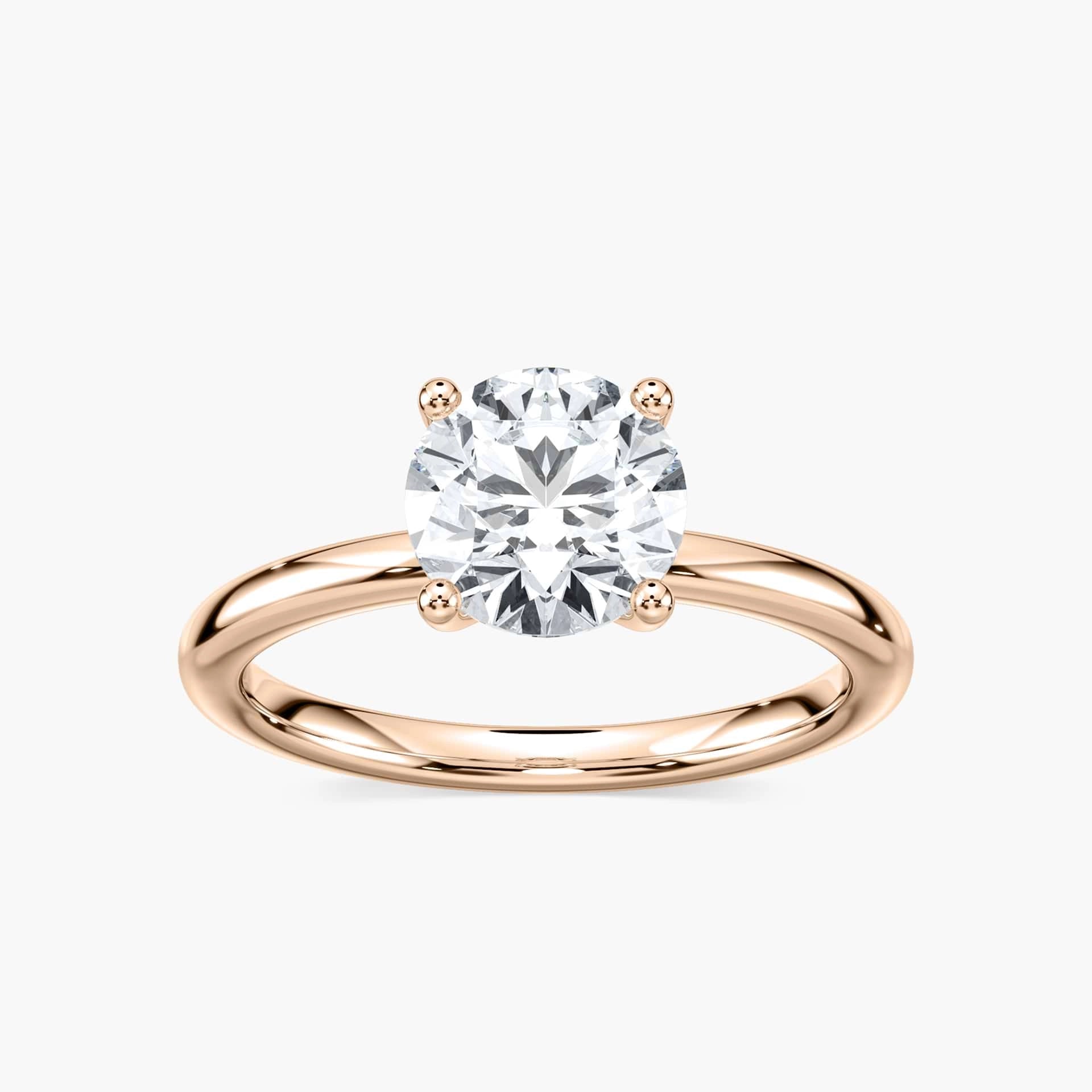 Marlene Blüten-Solitaire Verlobungsring Rundschliff – Roségold, Lab-Grown Diamant VVS2