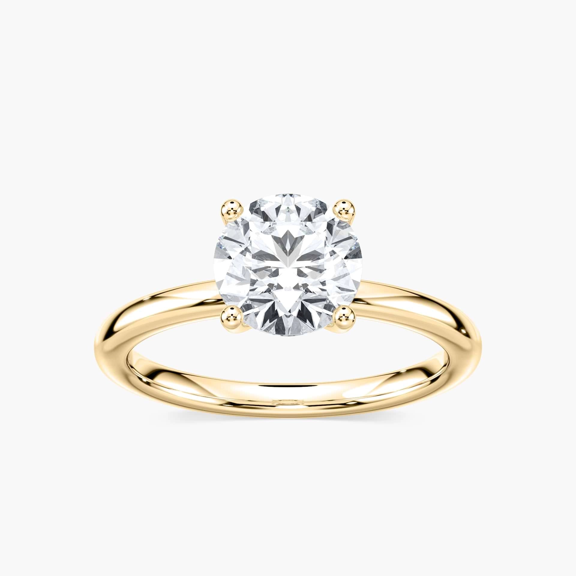 Marlene Blüten-Solitaire Verlobungsring Rundschliff – Gelbgold, Lab-Grown Diamant VVS2