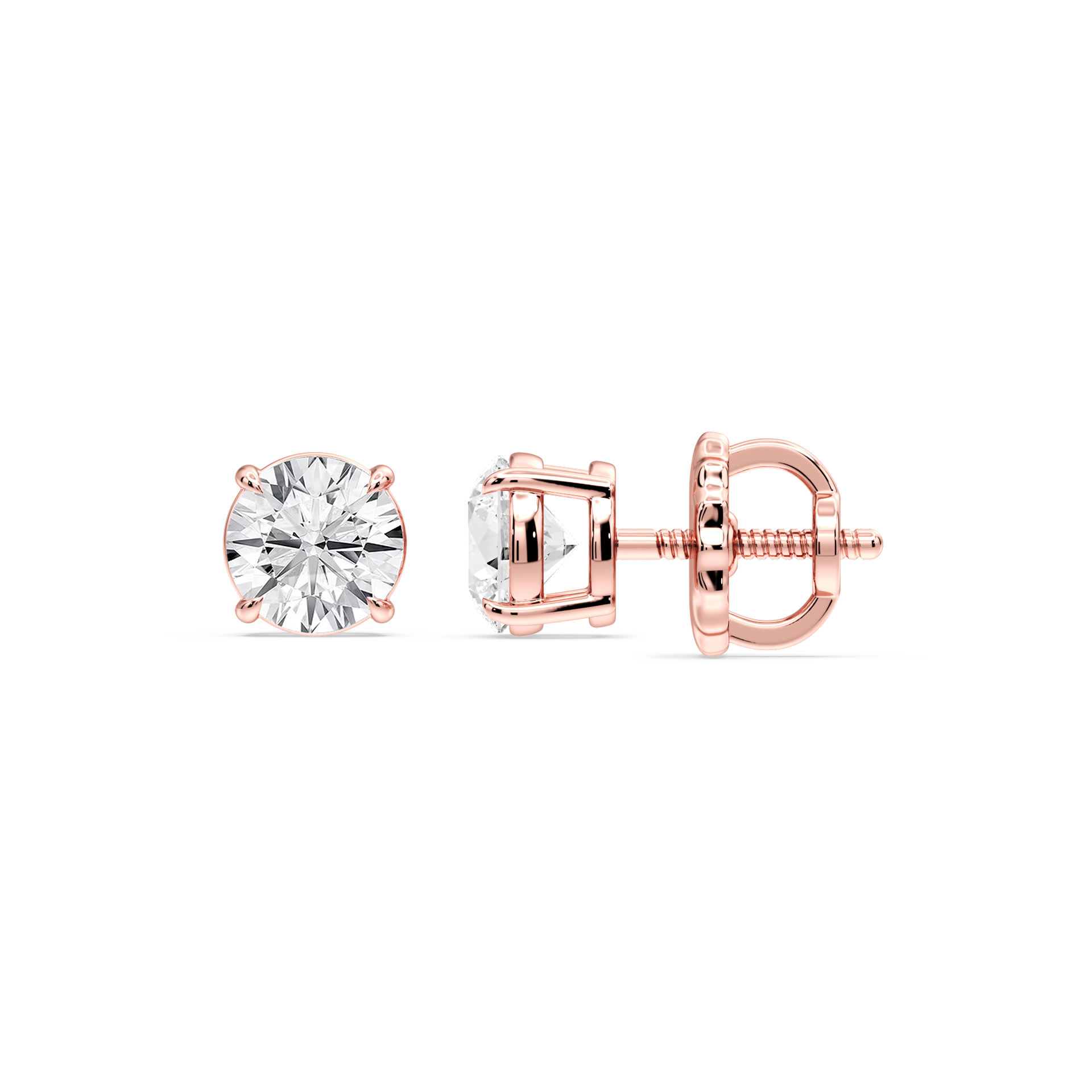Lovea Lena Ohrstecker Schraubverschluss – Rundschliff – Roségold