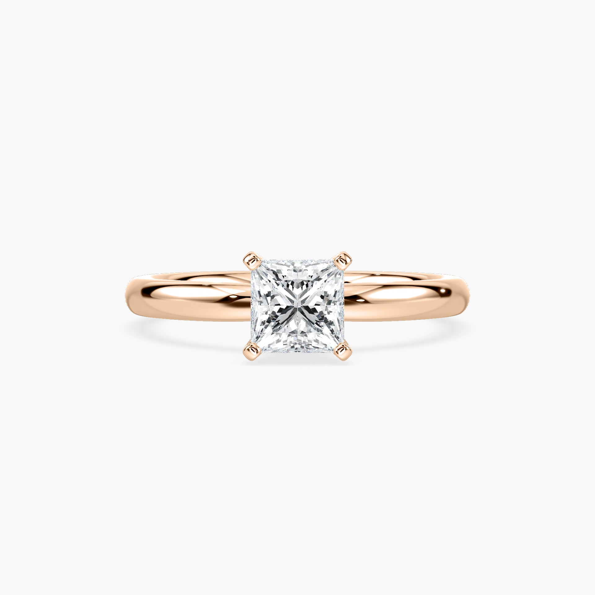 Emilia Solitaire Verlobungsring Prinzessschliff Roségold – Lovea