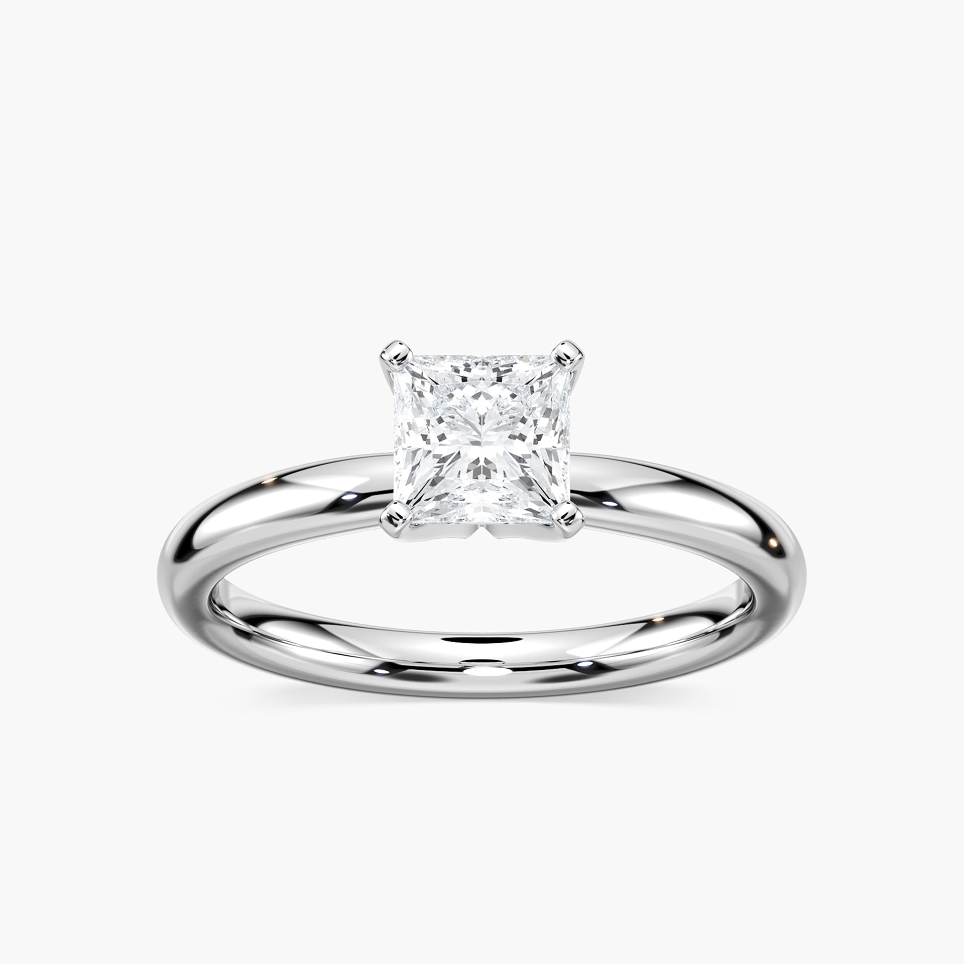 Emilia Solitaire Verlobungsring Prinzessschliff Weißgold – Lovea