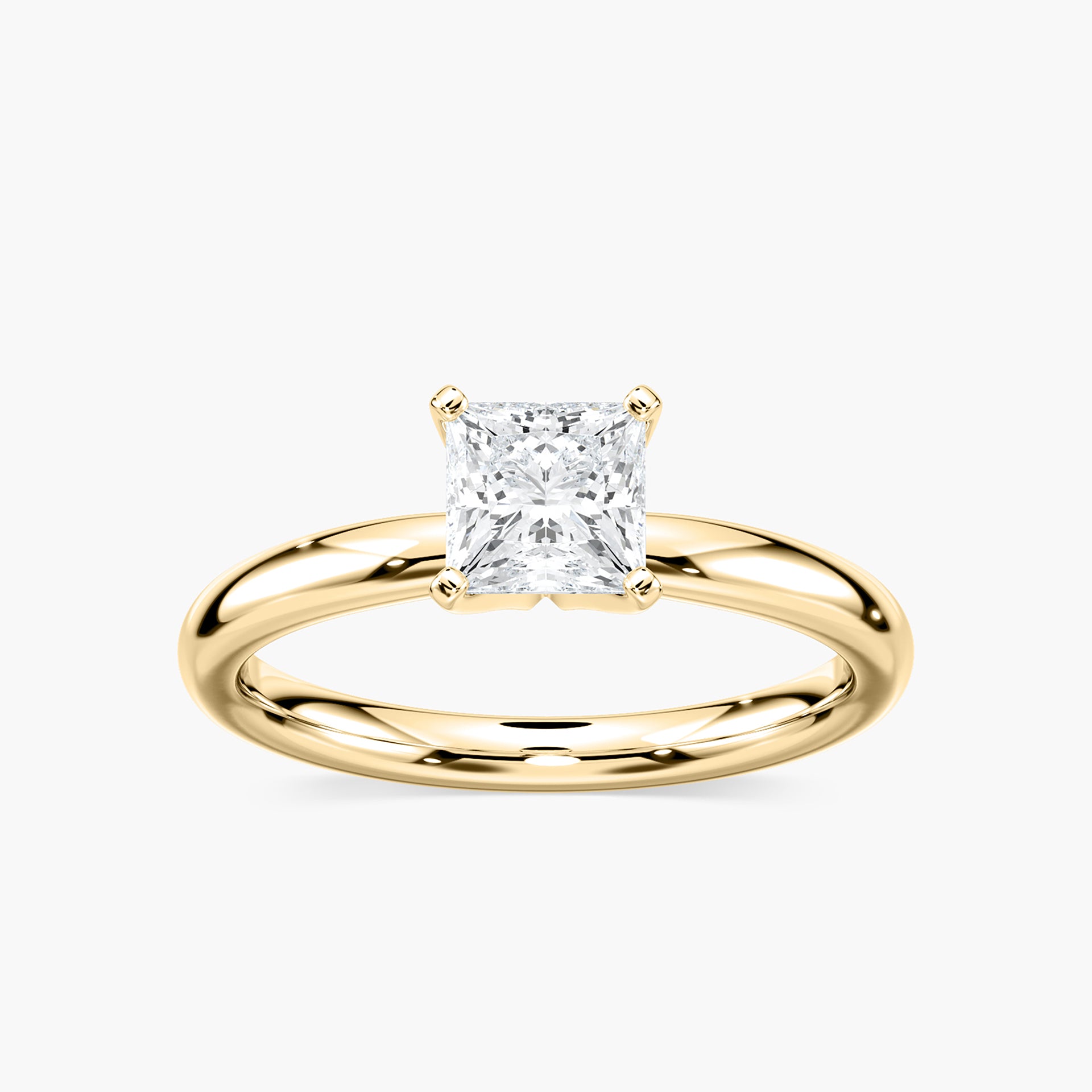 Emilia Solitaire Verlobungsring Prinzessschliff Gelbgold – Lovea