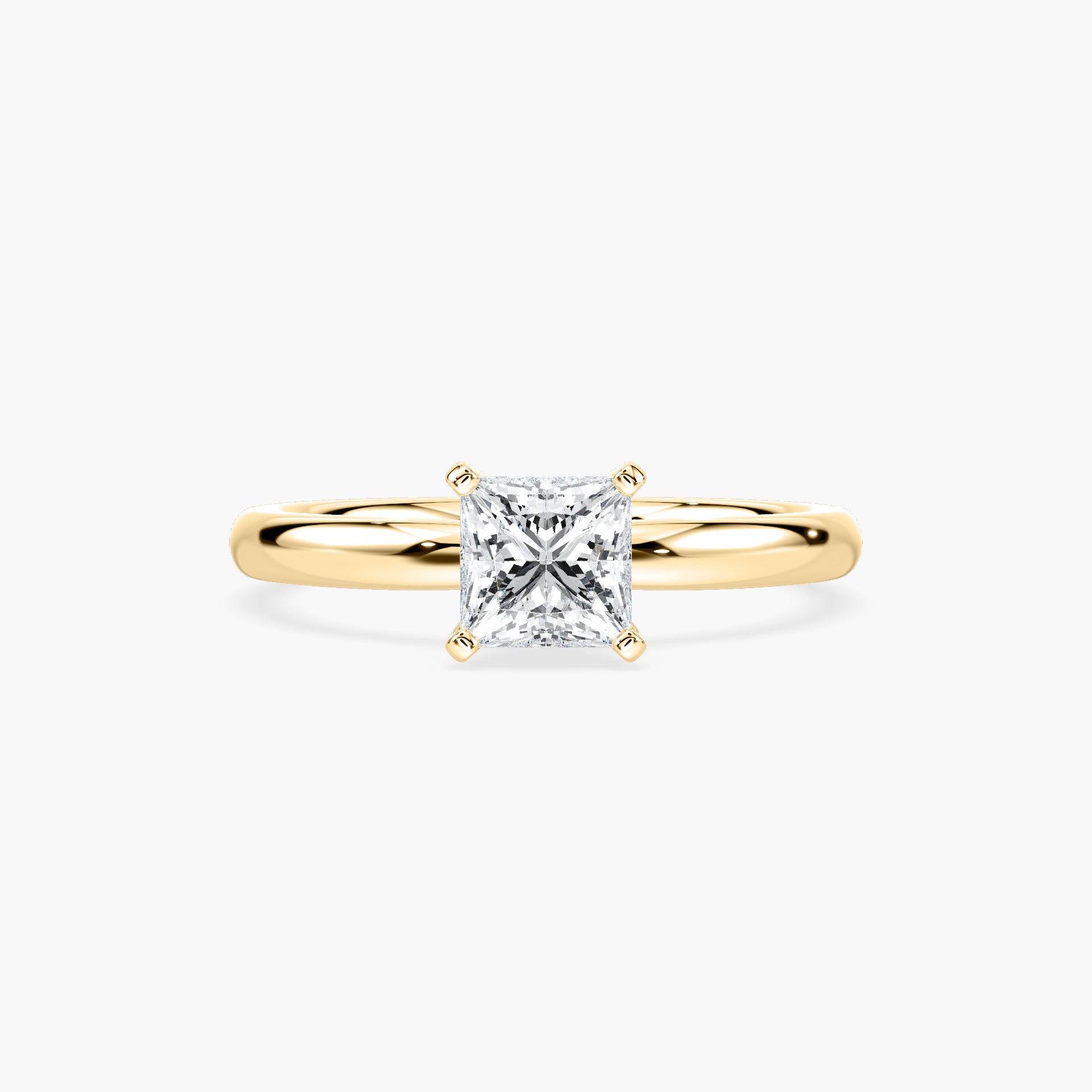 Emilia Solitaire Verlobungsring Prinzessschliff Gelbgold – Lovea